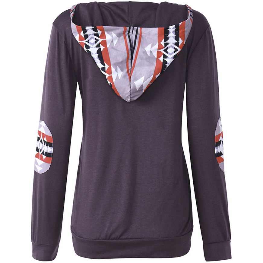 Plain Navy Contrast Pocket & Hood Printed Hoodies