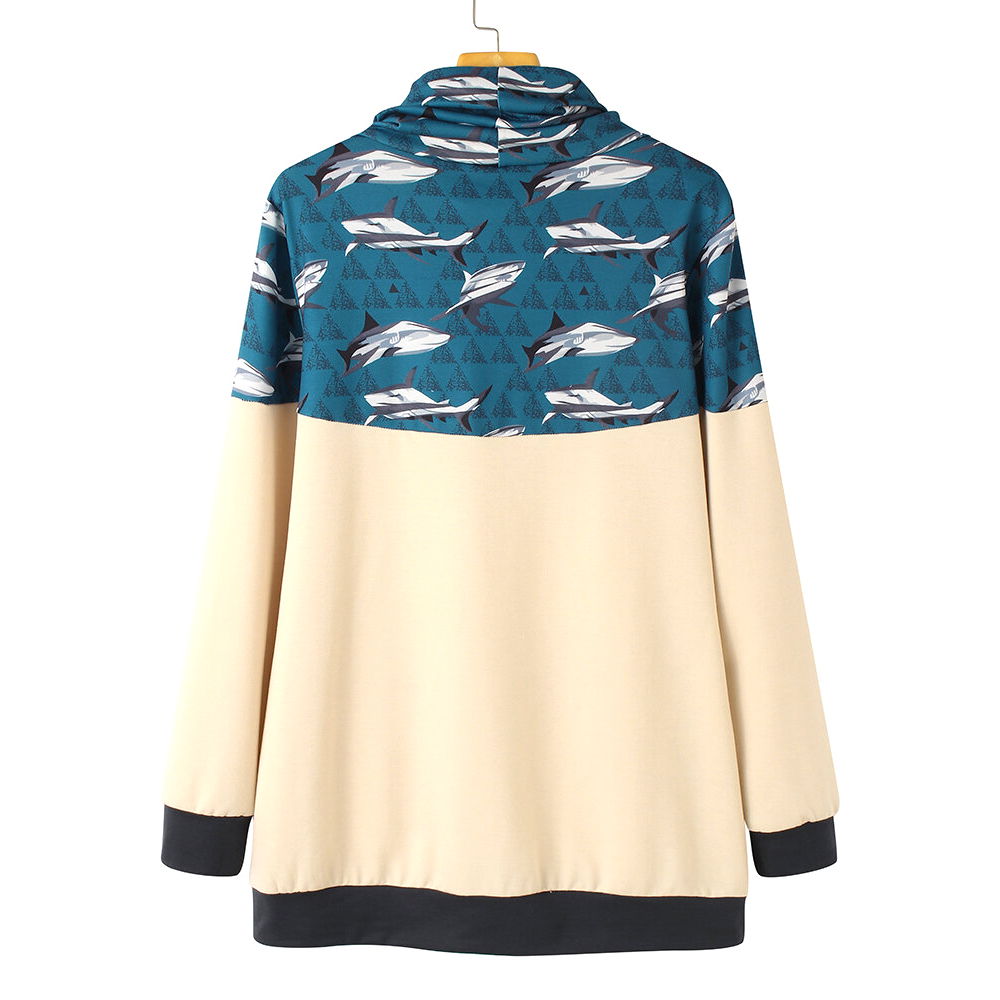 Contrast Patchwork Printed Hoodies