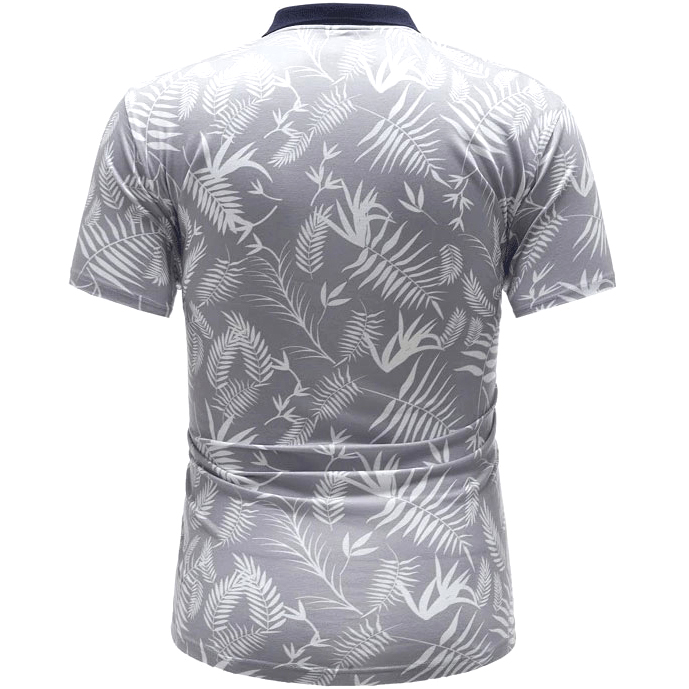 Contrast Collar Floral Print Polo Shirts